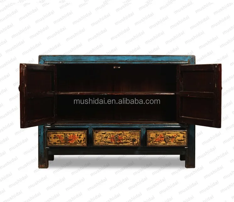 
solid wooden painted furniture sell living room cabinet Chinese antique furniture hand painted furniture 
