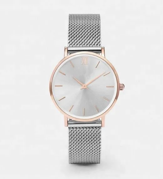 

mesh strap stainless steel quartz watch for women accepting custom logo