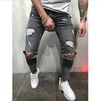 

Fashion Men Jeans Hip Hop Cool Streetwear Biker Patch Hole Ripped Skinny Jeans Slim Fit Mens Clothes Pencil Jeans