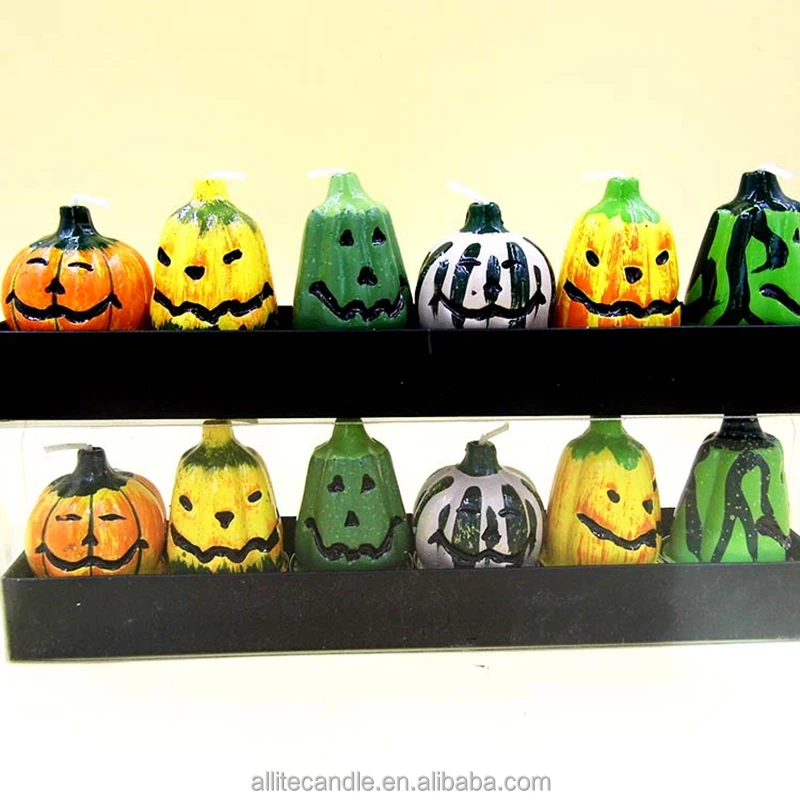 
Carved Decoration Pumpkin Shaped Halloween Candles 