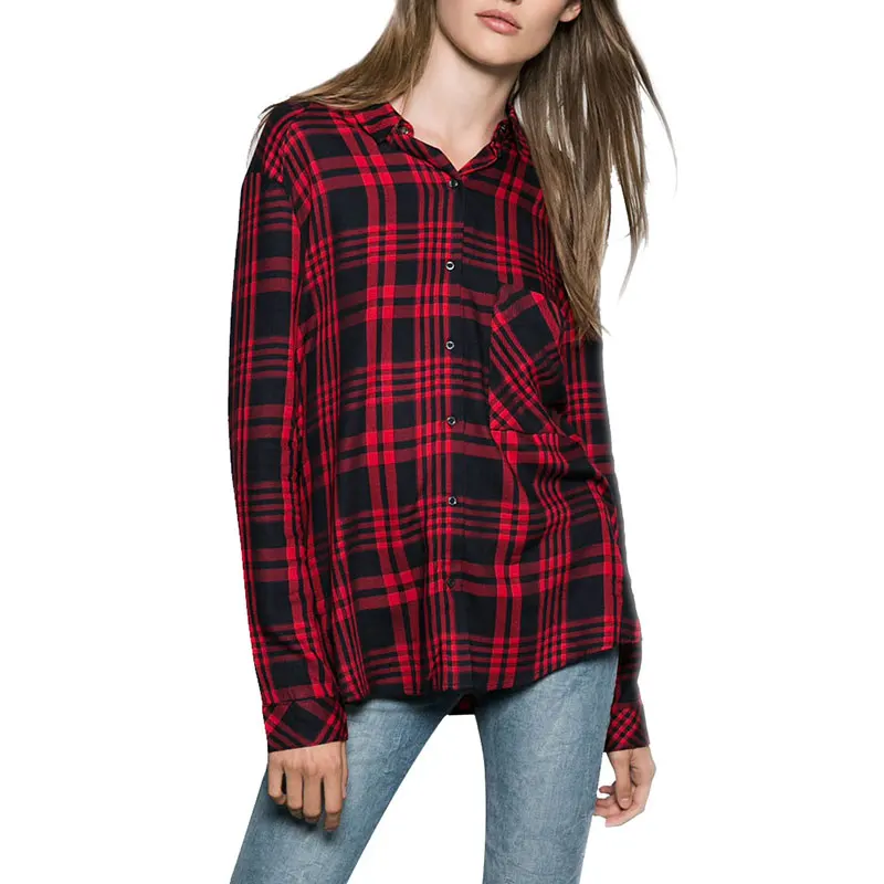 Compra Para mujer rojo camisa de franela a cuadros online