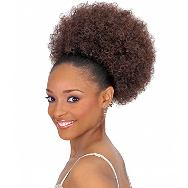 

High Puff Afro Curly Ponytail Drawstring Short Afro Kinky Curly Pony Tail Clip in on Synthetic Curly Hair Bun Made of Synthetic, 5colors