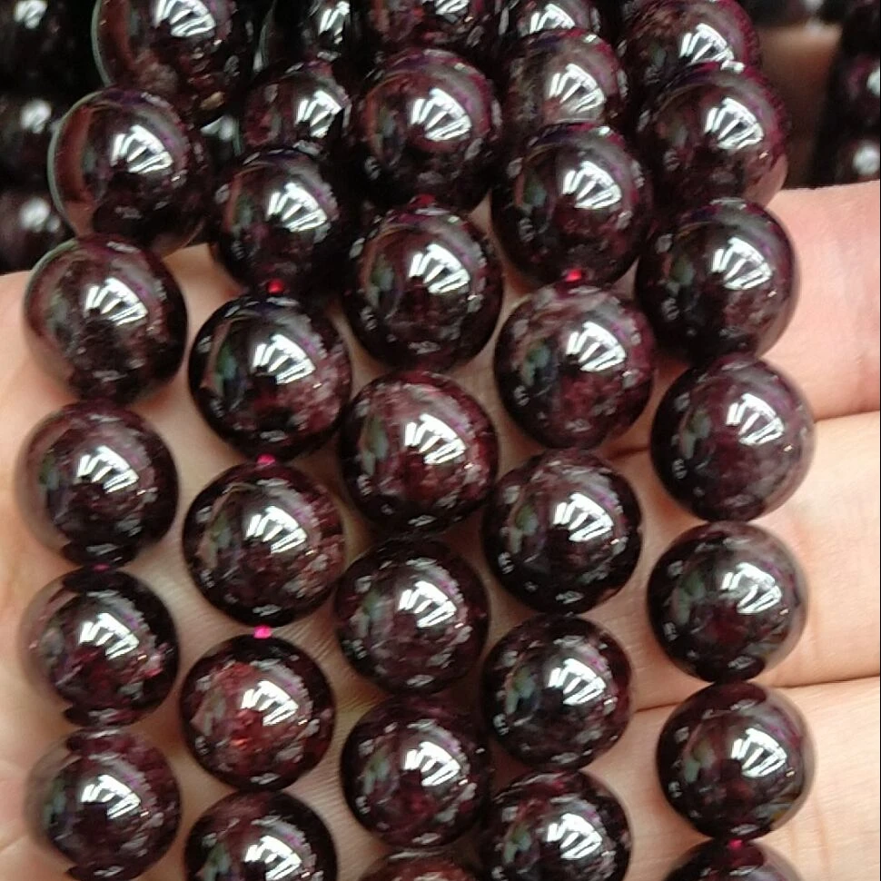 

Wholesale Natural Garnet Loose Gemstone Round Garnet Stone Beads strand, As picture