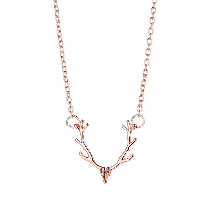 

Fashion Jewelry Antler Necklace Christmas Elk Reindeer Pendant Necklace Cute Deer Antlers Necklace (KNK5020), Same as the picture