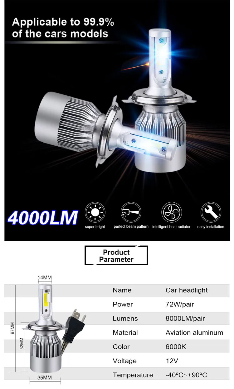 C6 Led Headlight H8 H9 H11 In Auto Lighting System H11 Led Lamp Buy