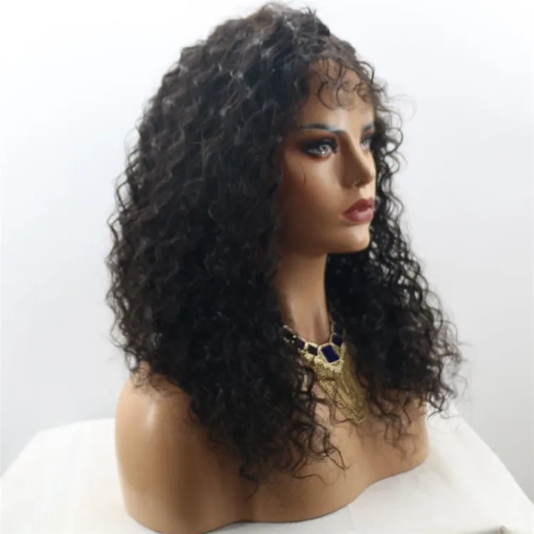 

Long Curly Wig Heat Resistant Fiber Front Lace Wig 1B Color Synthetic Wig for Black Women