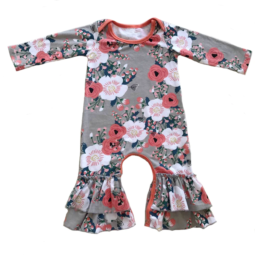

Infant full floral bodysuit long sleeve baby girl jumpsuit newborn clothes baby ruffle romper(0-24months), Picture