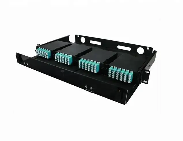 1u 19 Rack Mount Sliding Fiber Patch Panel Odf Fdf Loaded With 4 Sets Mtp Mpo Cassette