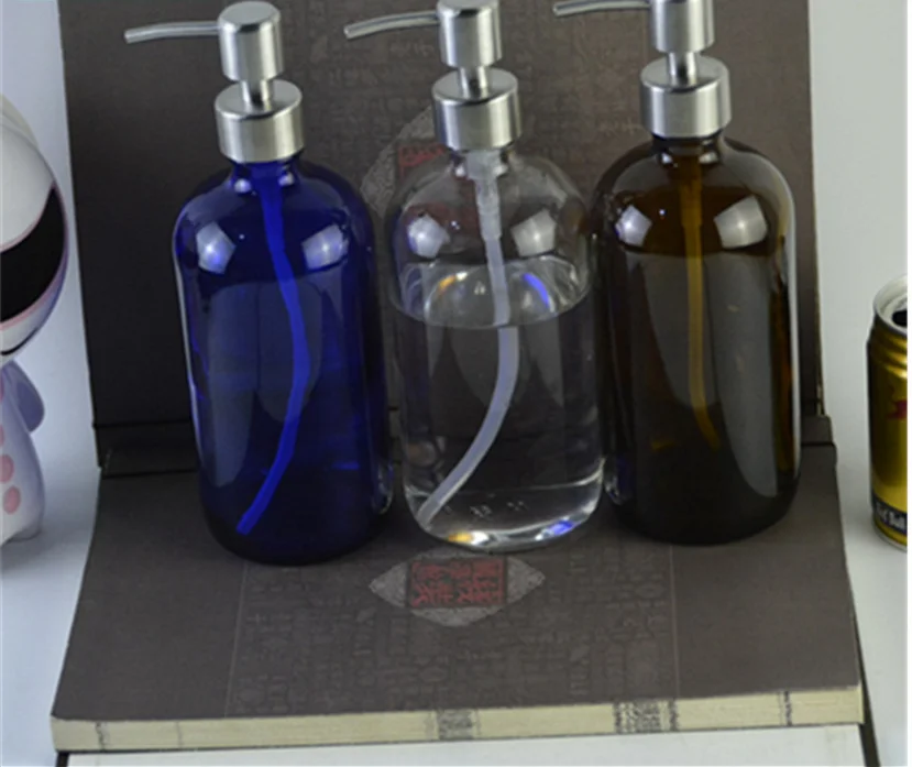 Wholesale Glass Bottle Stainless Steel Pump Liquid Soap Dispensers