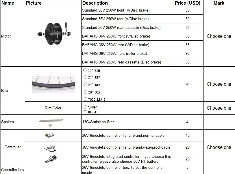 2019 Motorlife/diy Electric Bike Spare Parts Conversion Kit Ebike Motor