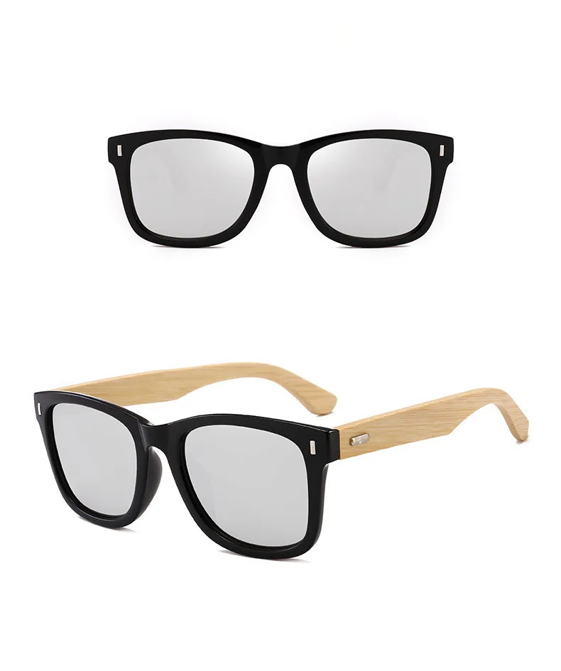 

own brand UV400 FDA CE black PC frame bamboo arms temples shades sunglasses for men