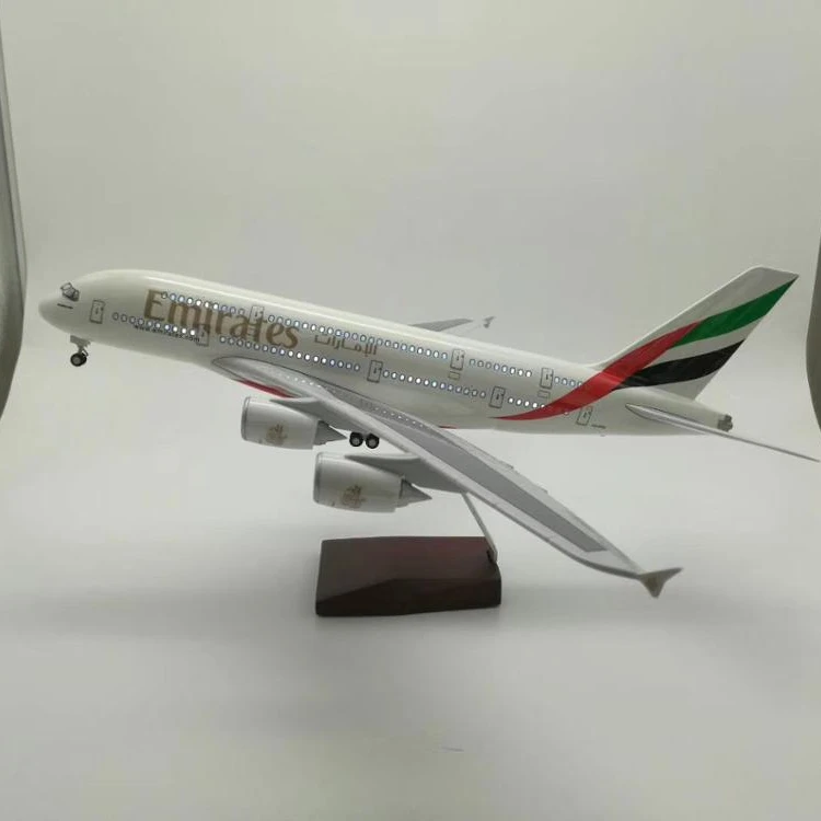 

Best sell emirates A380 LED aircraft model voice control passenger resin airplane model 1:160 46CM