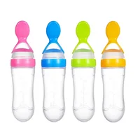 

Manufacturer Wholesale BPA Free 90ml Silicone Baby Food Squeeze Feeding Bottle Spoon