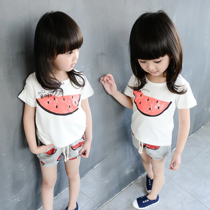 

Kids Print T-shirt And Sports Shorts Girls Sets Clothing With Express, As picture