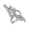 Fashion Personality Ladies Jewelry 925 Silver Plated Leaves Women Anniversary Party Ring