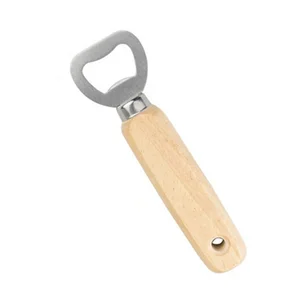 Image of Promotional Customized Metal Head Wooden Blank Handle Kitchenware Juice Beer Wine Bottle Opener