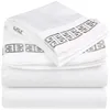100% Cotton Greek Key Embroidery 4-Piece King Bed Sheet Set