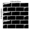 Wall Tile Stickers Peel and Stick Wall Kitchen Tiles Self Adhesive 3D PU Black Stick Tiles for Home Decor