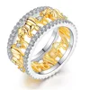 Hot Sell Gold Plated Animal Elephant Ring Channel Setting Cubic Zircon Elephant Finger Ring