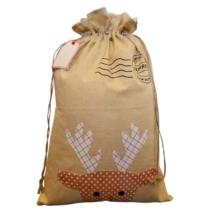 Large Father Christmas Hessian Sack Jute Draw String Gift Bag - Buy ...