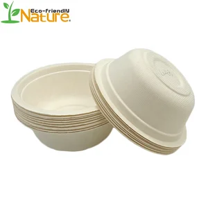 Image of Anhui Disposable Mixing Bowl Composable Sugarcane Bagasse 12oz 350ml Bowl