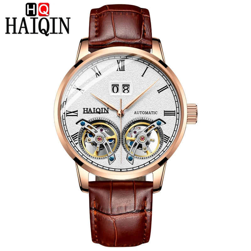 

Haiqin Montre Homme Automatic Tourbillon Watches Men Waterproof Leather Band Luxury Mechanical Watch Men Wristwatch