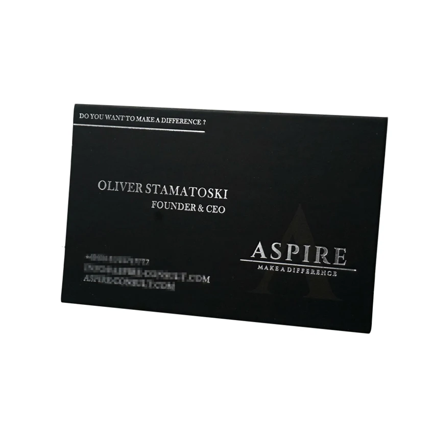 

Custom design luxury black art paper hot stamping gold embossed business cards