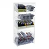 Clear Acrylic Countertop Hand-rolling Tobacco Display Stand 3 Compartments Acrylic Cigarette Shelf Pusher Display Case