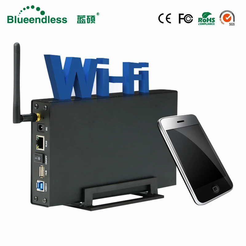 

BLUEENDLESS RJ45 antenna wireless wifi sata usb 3.0 aluminum hdd case