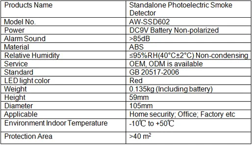 9V battery type Conventional fire alarm optical smoke detector