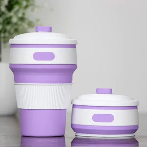 Image of Custom Collapsible Folding Water Drinking Tumbler Silicone Foldable Travel Coffee Tumbler