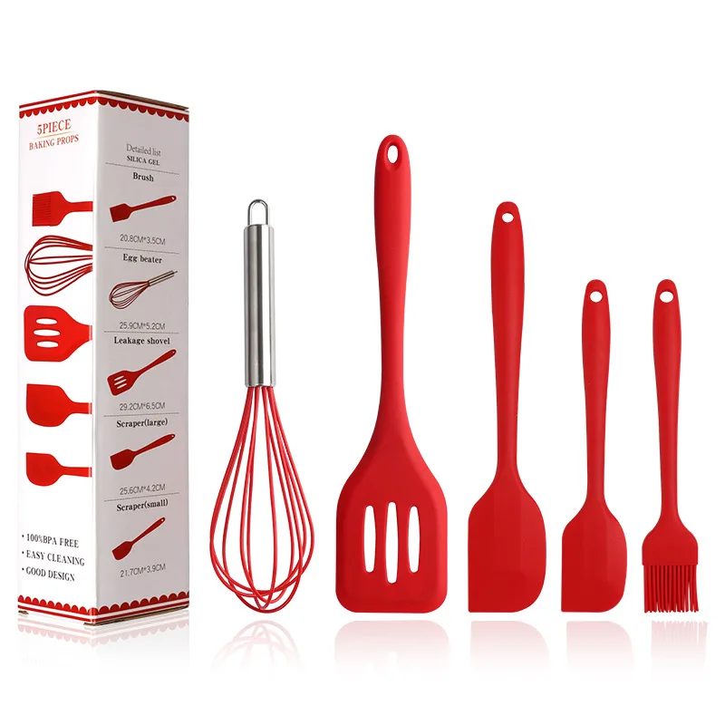 
5 pcs Heat Resistant food grade silicone Kitchenware cooking utensils set 
