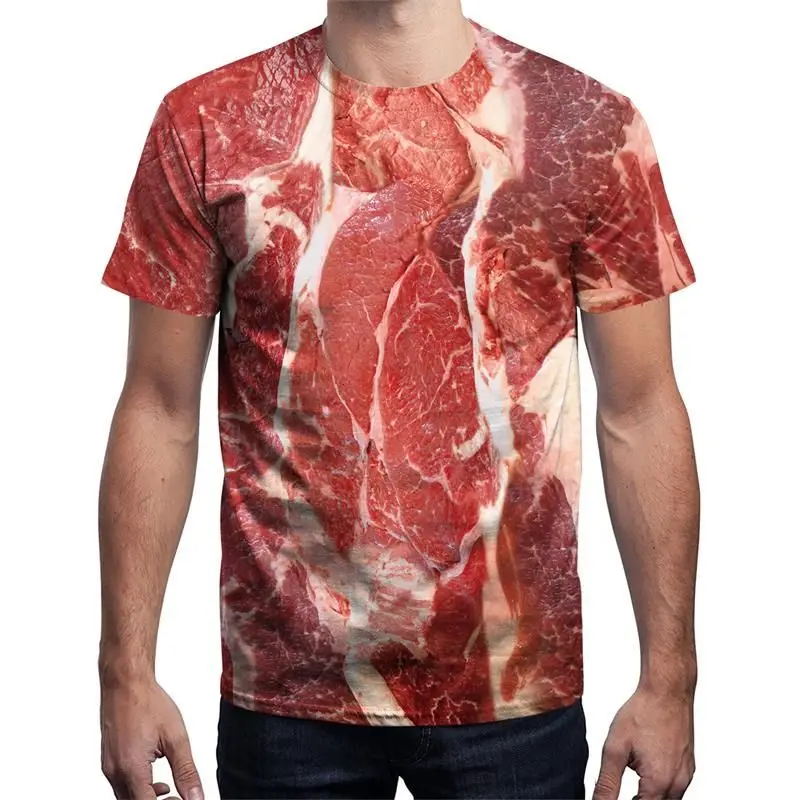 

jaingxi knitted manufacturing polyester 3d print meat t shirt
