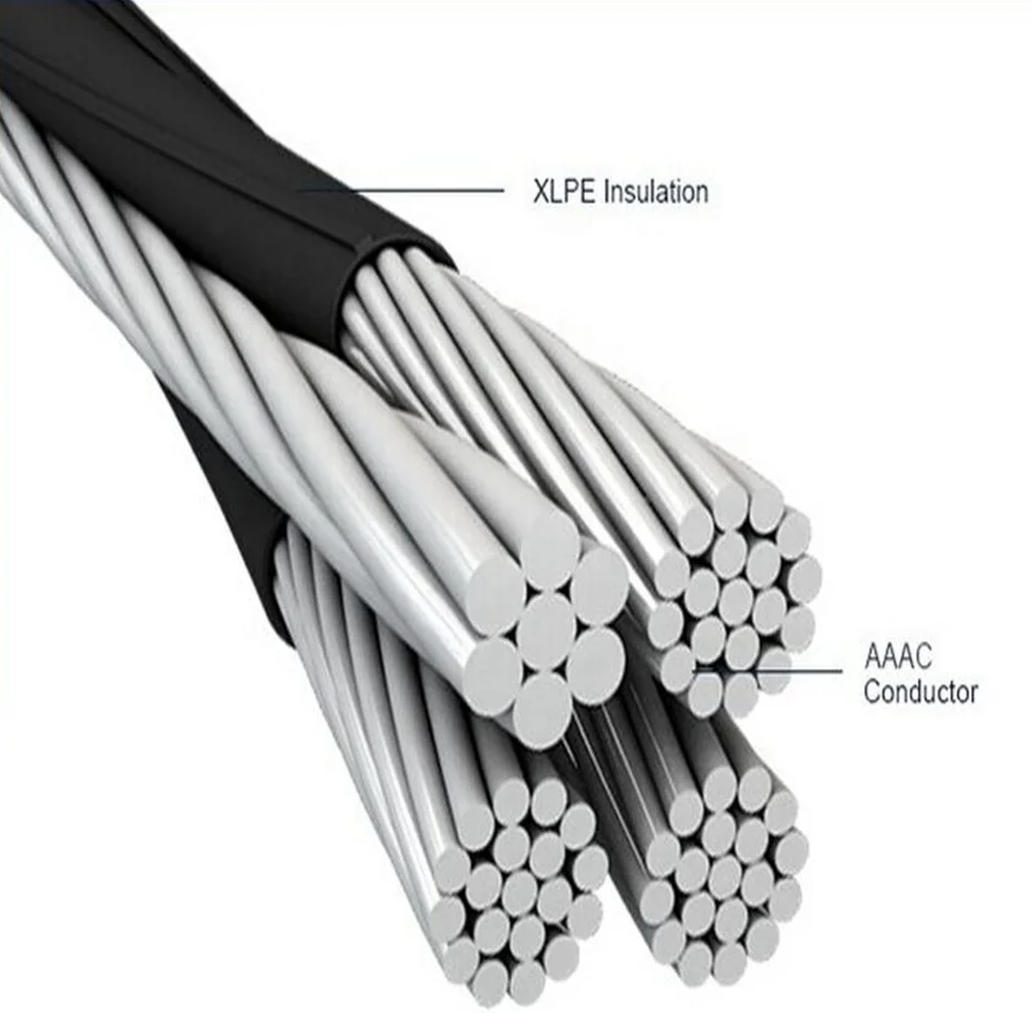 xlpe insulated quadruplex abc cable 3 phase conductors with 1 messenger, View aerial bundled