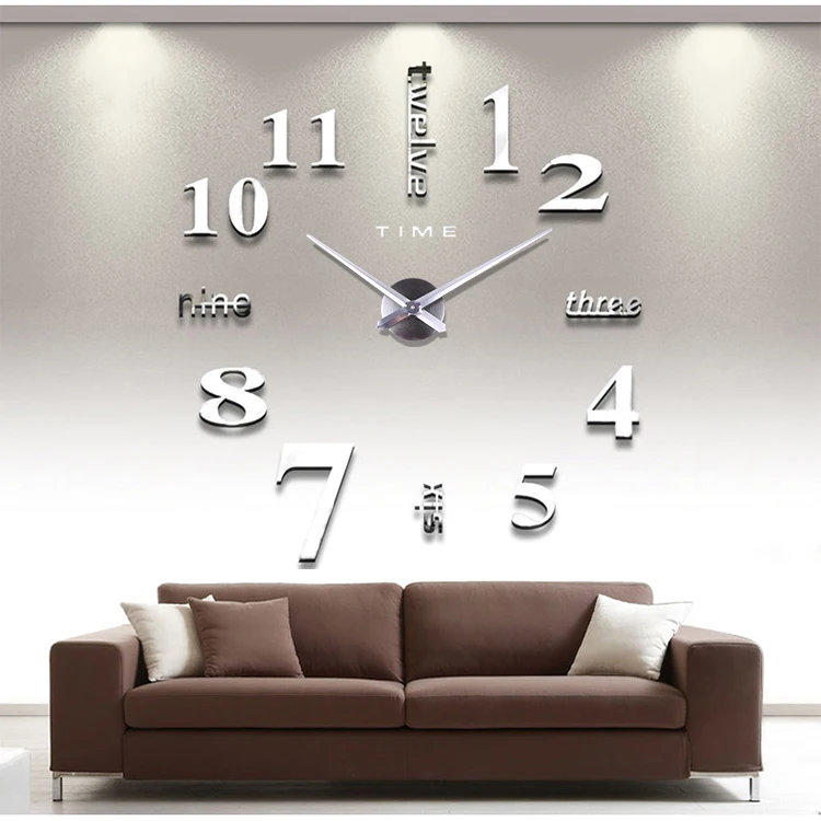 Silver Details about   Aura Modern DIY 3D Wall Clock Home Decoration Sticker Room Decor 