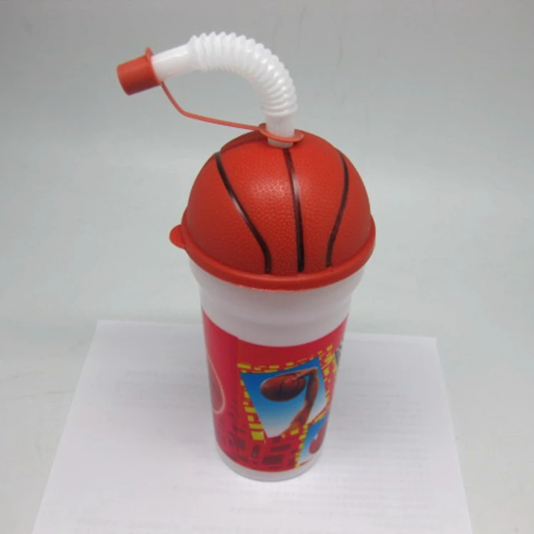 420ml Bpa Free Pp Plastic Football Shaped Children Drinking Cups With Straw Buy Plastic