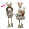 Plush Easter sitting bunny decoration with button legs