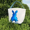 Easter Bunny Basket Bags for Kids Canvas Cotton Carrying Gift and Eggs Hunt Bag