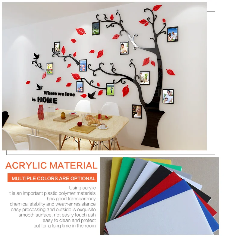 High Quality 3d Acrylic Photo Frame Memory Tree Decoration Living Room