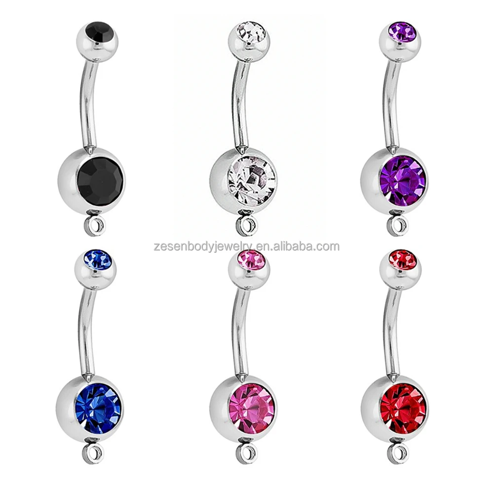

Stainless Clear Crystal DIY O-Ring Add A Charm Belly Ring with Loop