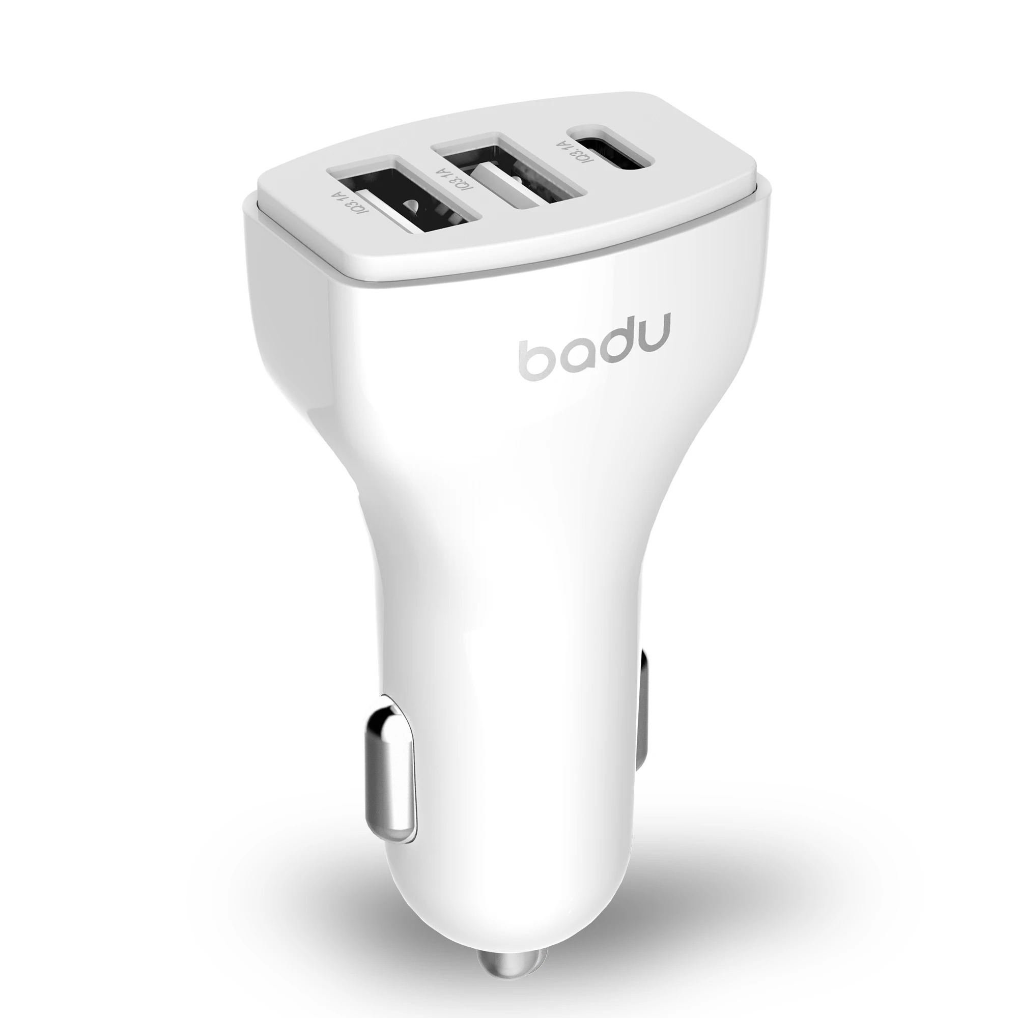 

badu Mini Car battery charger PD/ Type-c Charger adapter 3 port USB 30W power fast charging in car adapter