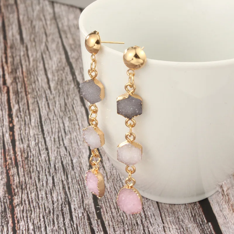 

Free shipping new resin dangle earrings long stone drop earrings, As pictures