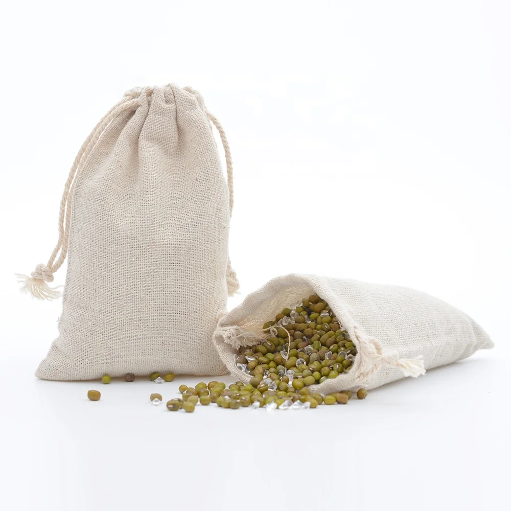 
cotton muslin bags for packaging, natural cotton bags, recyclable cotton bag for storage coffee beads, nuts 