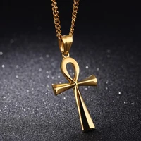 

Mens Metal Coptic Ankh Cross Religious Pendant Necklace