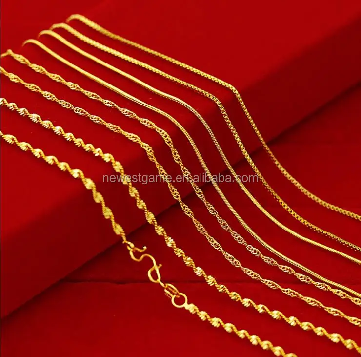 

factory price 24k wedding necklace jewelry wholesale hot jewelry gold fine full body 24K gold plated chain women free shipping