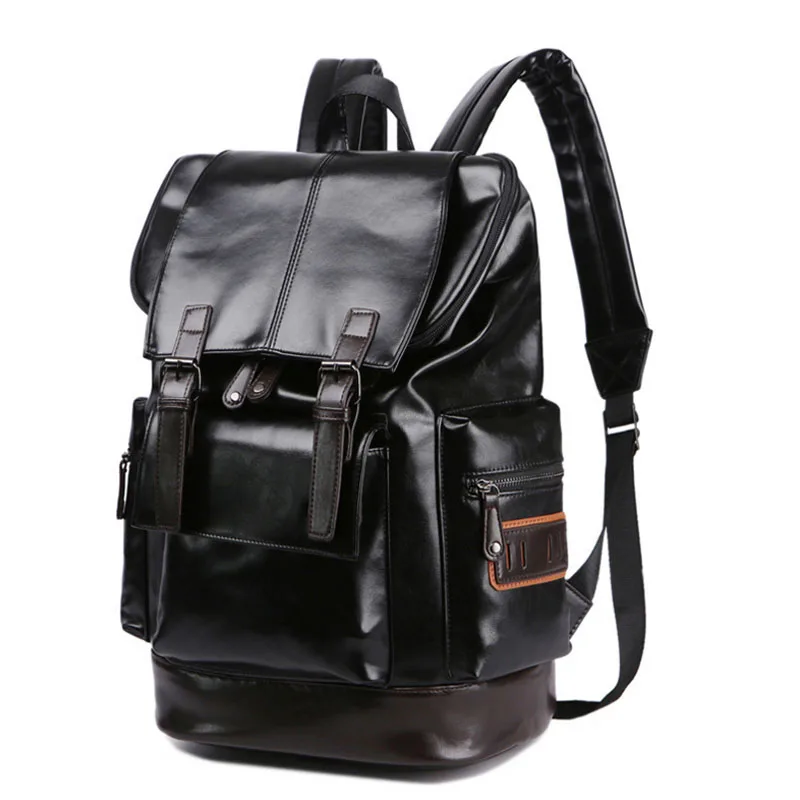 

Pu Rucksack Backpack Big Capacity Fashion Latest Design Leisure Travel Black Leather Backpack For Men, Black,brown, blue, gray