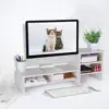 Bamboo Organizer Laptop Cellphone TV Printer Stand with 3-Tier Desktop table
