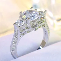

Luxury Women Engagement 925 sterling-Silver -Jewelry cz Crystal Female Wedding Rings anelli uomo bague argent 925 femme