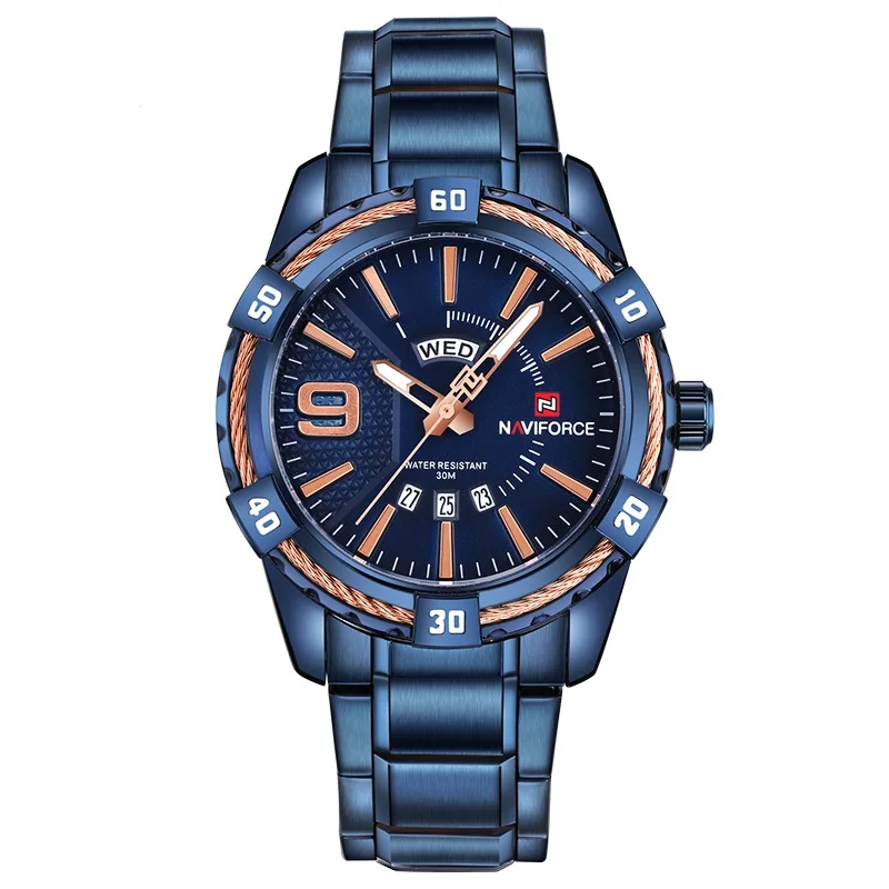 2018 Naviforce Watches Men Luxury Brand Automatic 9117L Watches with Gold Stainless Steel Band for Gift