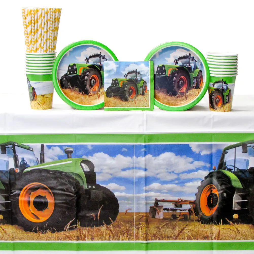 Greeting Cards Party Supplies Banner Green Tractor Time Birthday